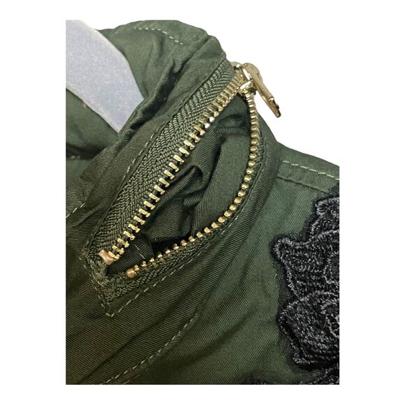 denim 24/7 Army Green Dress‎ Jacket with Black Lace Trim Size 16W NWOT - Picture 8 of 12